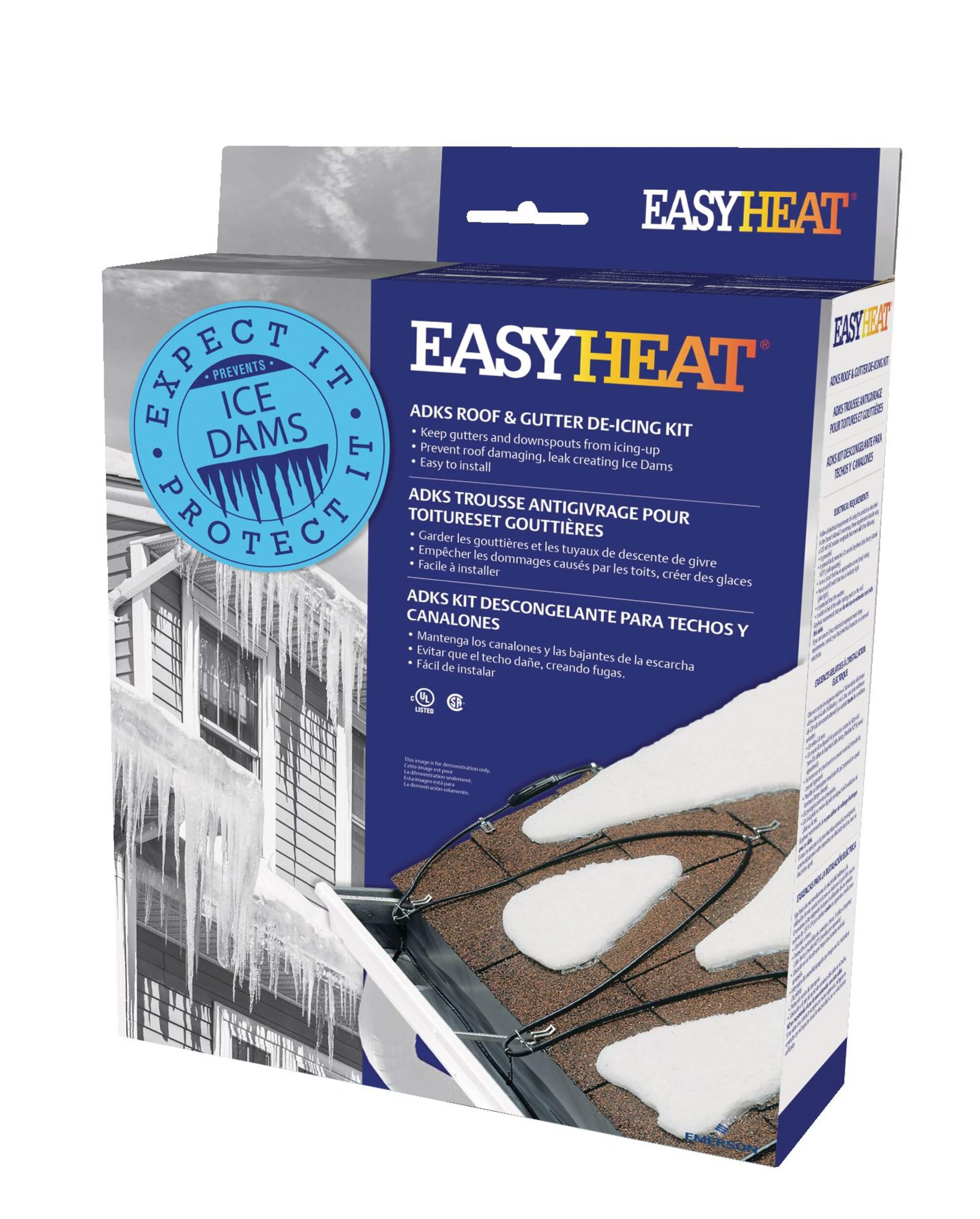 EasyHeat ADKS Roof & Gutter De-icing Cable Kit, Prevents Leaks, Damage & Ice Dams, 120V Front_Three_Fourths_Angled_Left