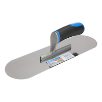 Mastercraft Steel Curved Pool Trowel with Comfort Grip For Masonry & Concrete Work, 4 x 14-in Front_Angled_Left