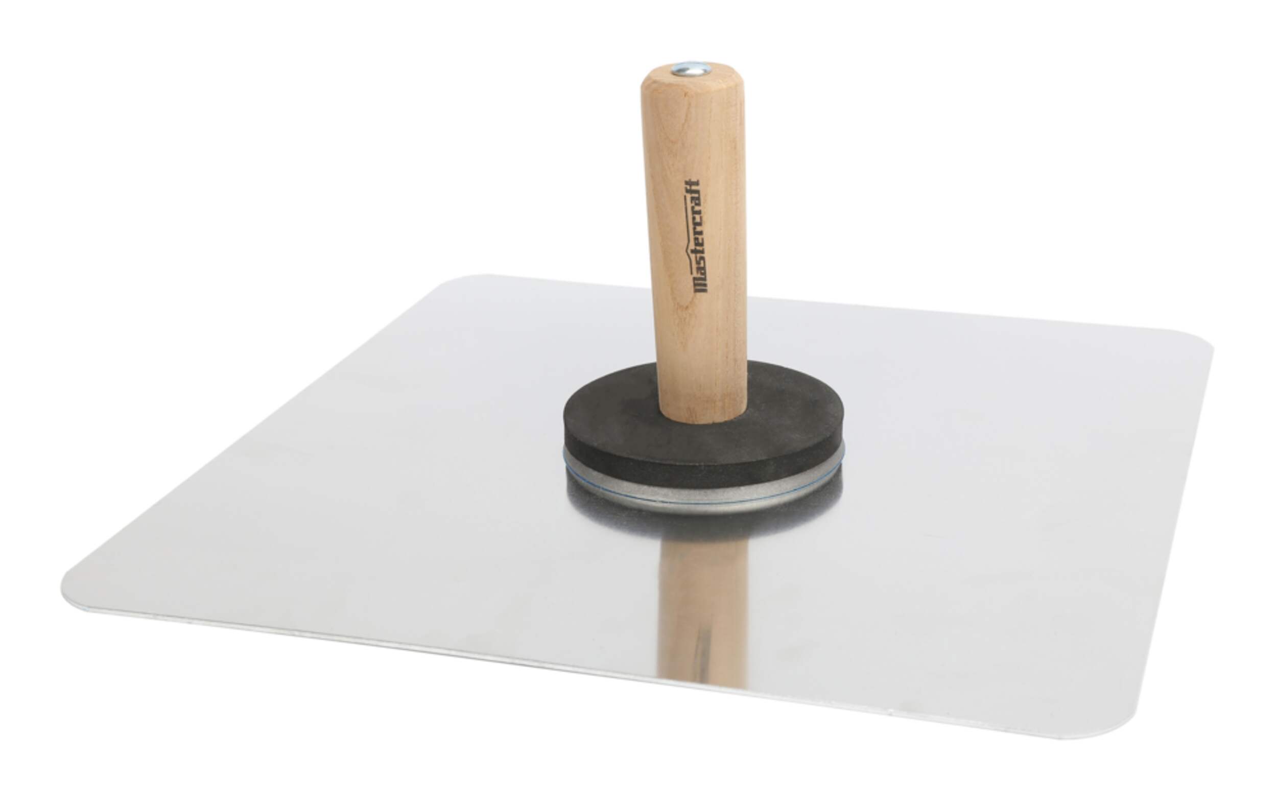 Mastercraft Aluminum Hawk, with Wooden Handle,  Plaster & Drywall Tool, 13 x 13-in Front_Angled_Left