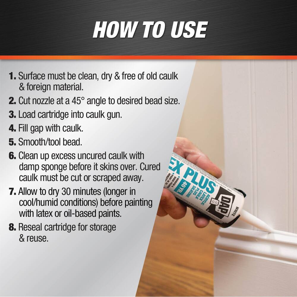 DAP Alex Plus Acrylic Latex Caulk Plus Silicone, Indoor/Outdoor ...