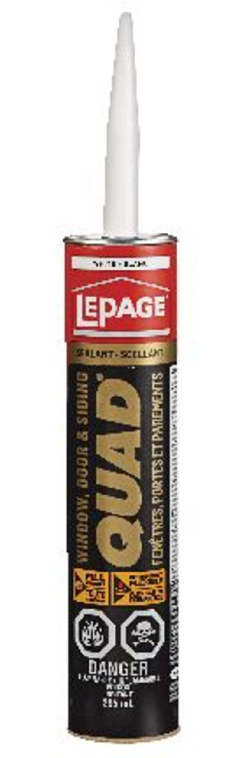 LePage Quad Flexible Window, Door & Siding Caulk Sealant, WeatherResistant, White, 295mL