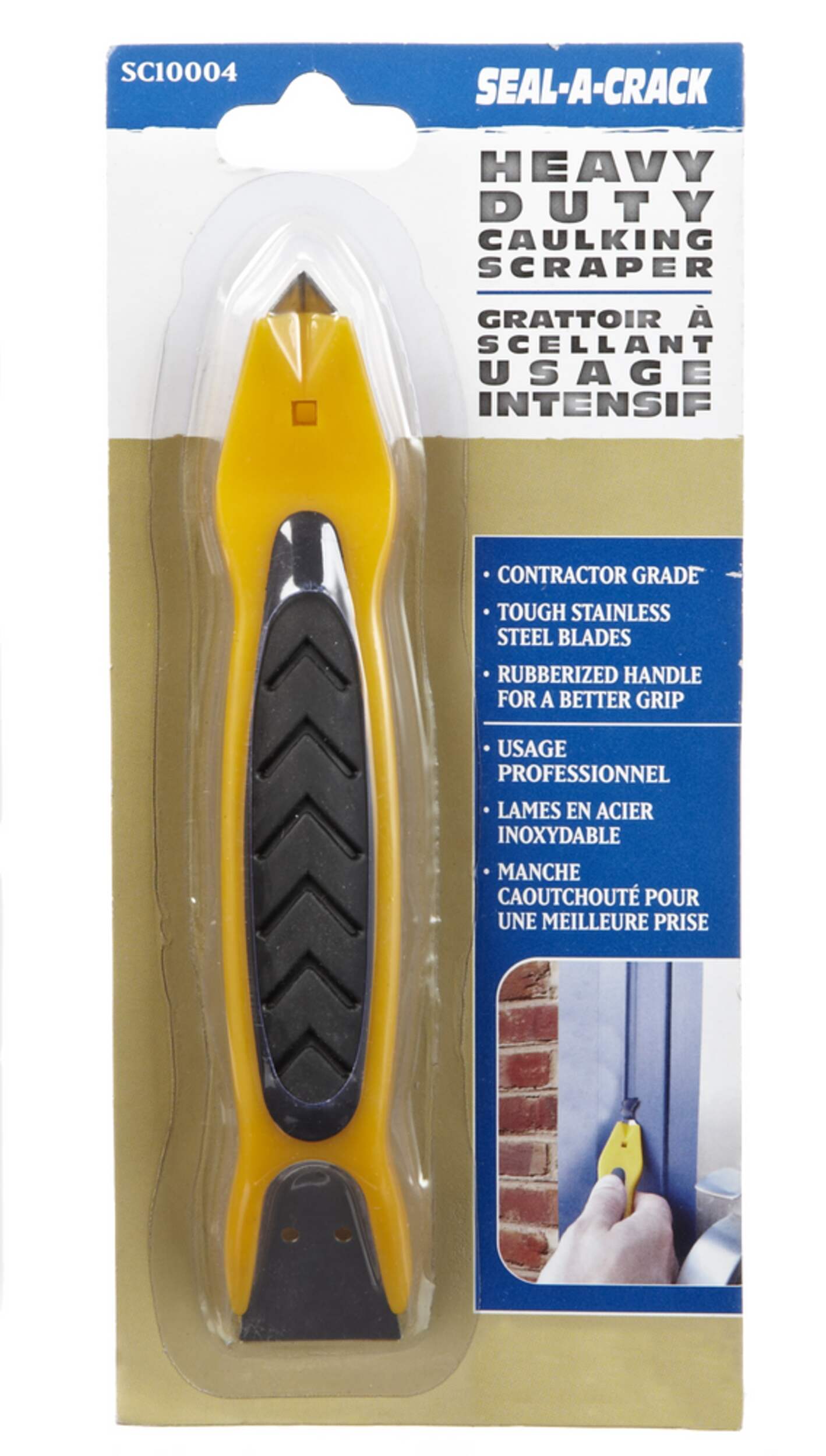 Seal-A-Crack Contractor Grade Heavy Duty Caulking Scraper Tool  with Stainless Steel Blade Front_Flat
