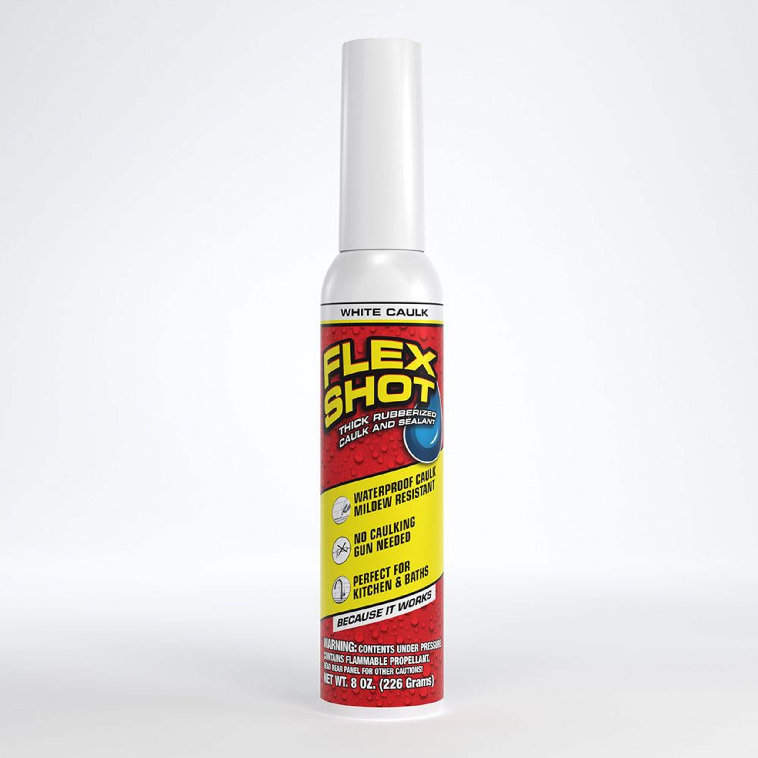 Flex Shot Thick Rubber Adhesive Sealant with Applicator, UV & Waterproof, Clear, 8-oz Front_Flat