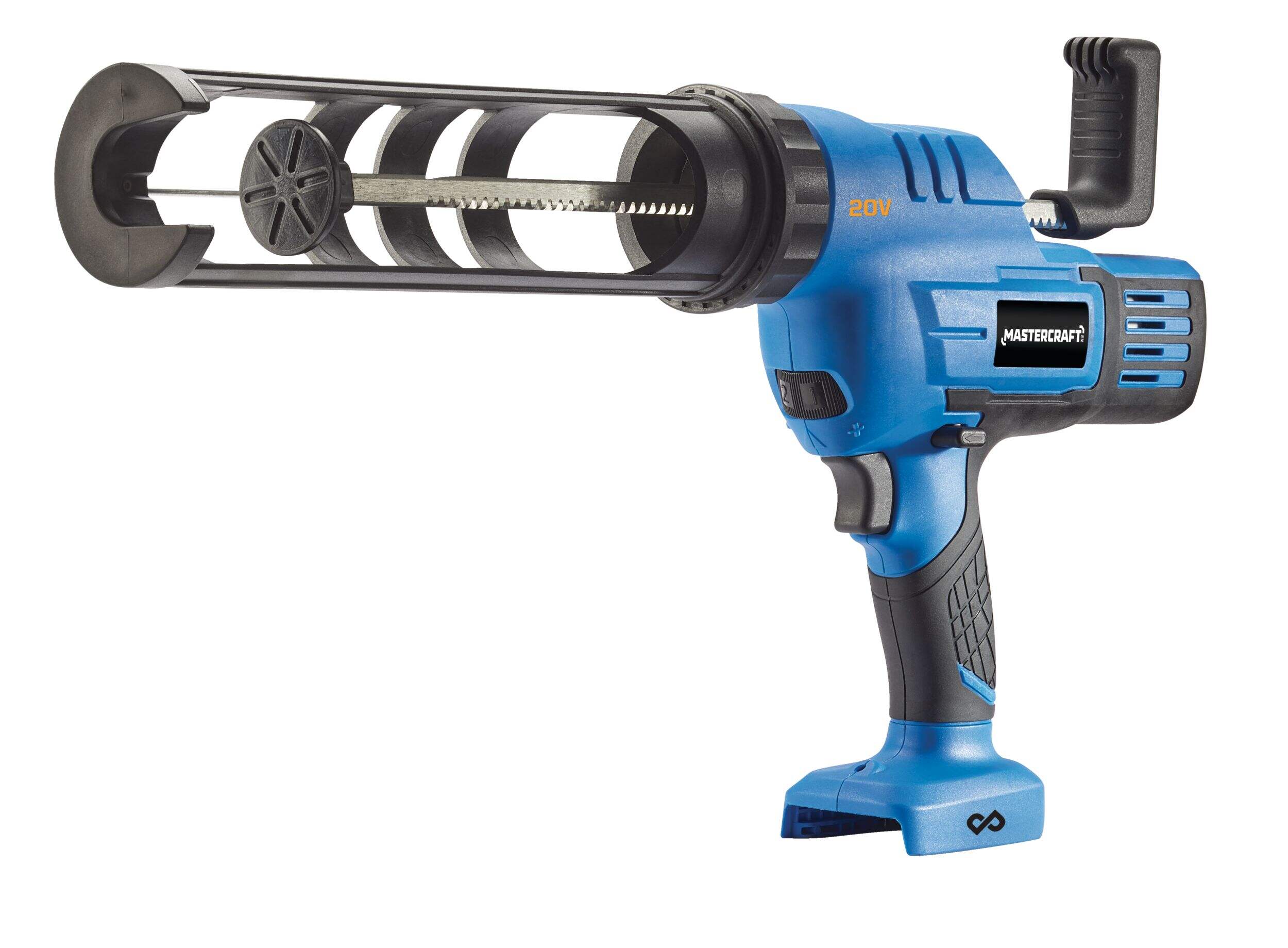 Mastercraft 20V Lithium Ion Cordless Anti-Drip Adjustable 6-Speed Caulking Gun (Tool Only) Front_Three_Fourths_Angled_Left