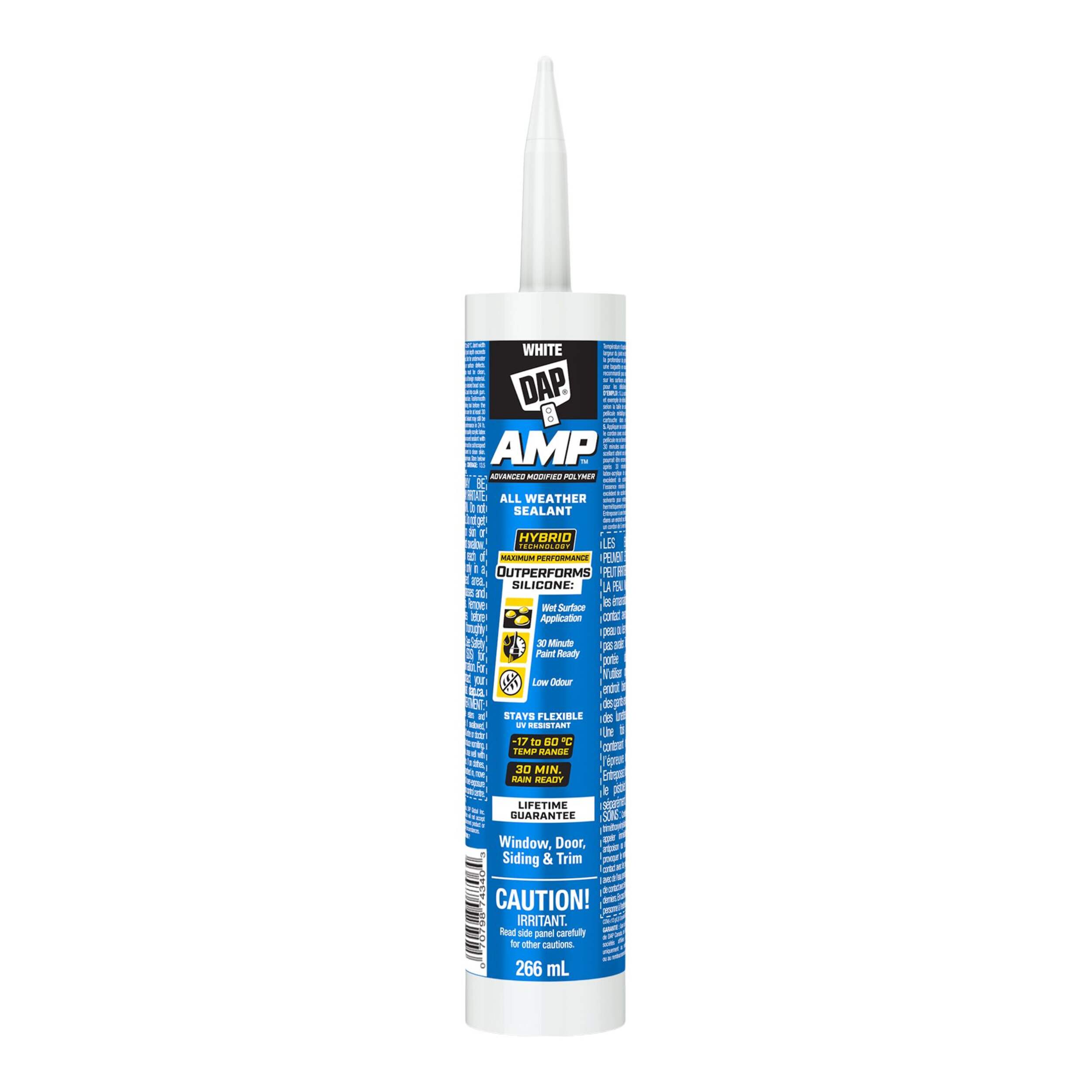 DAP® AMP™ Advanced Modified Polymer All Weather Window, Door and Siding Sealant, White, 266-ml Front_Flat