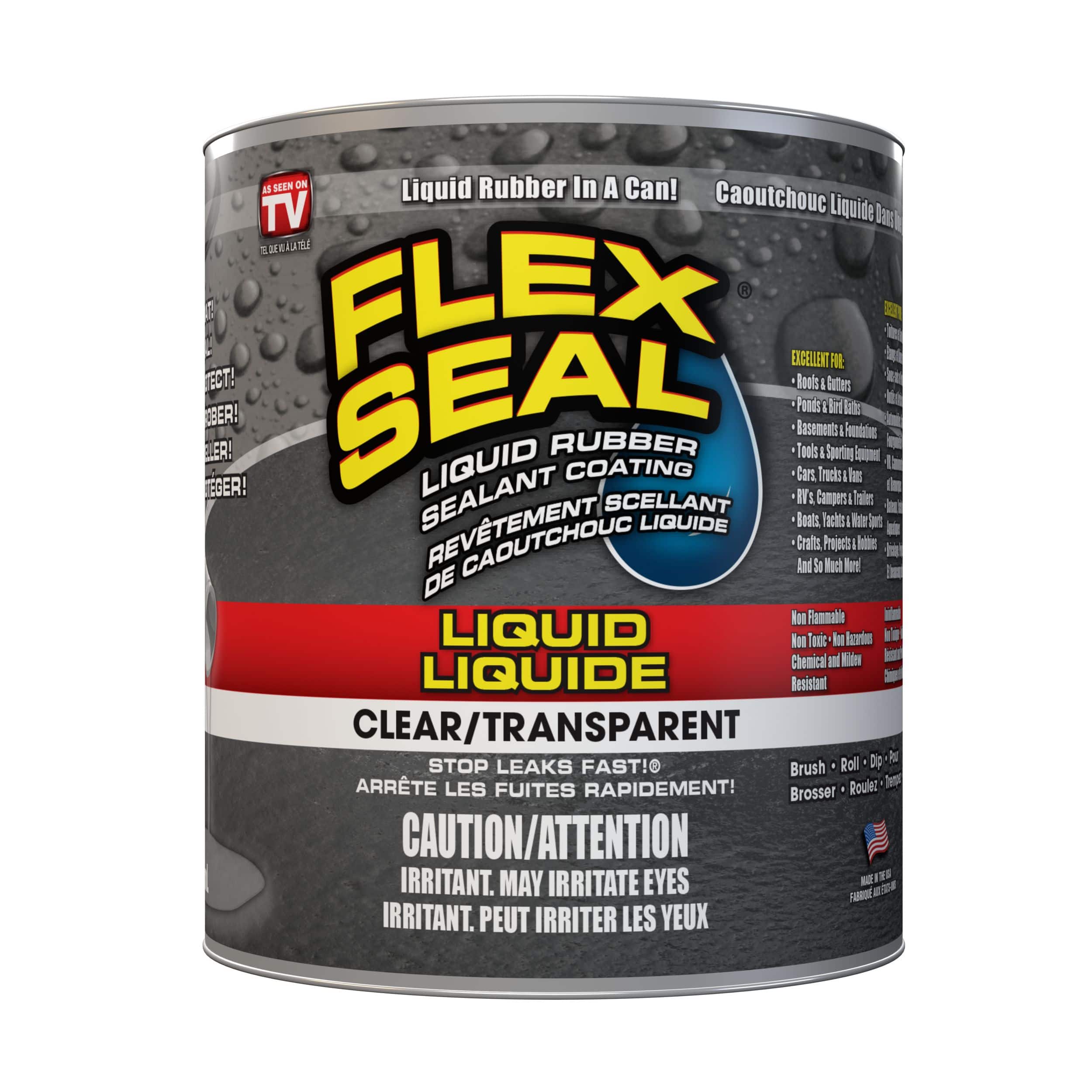 Enduit de caoutchouc liquide Flex Seal, protecteur résistant aux  intempéries, transparent, 32 oz