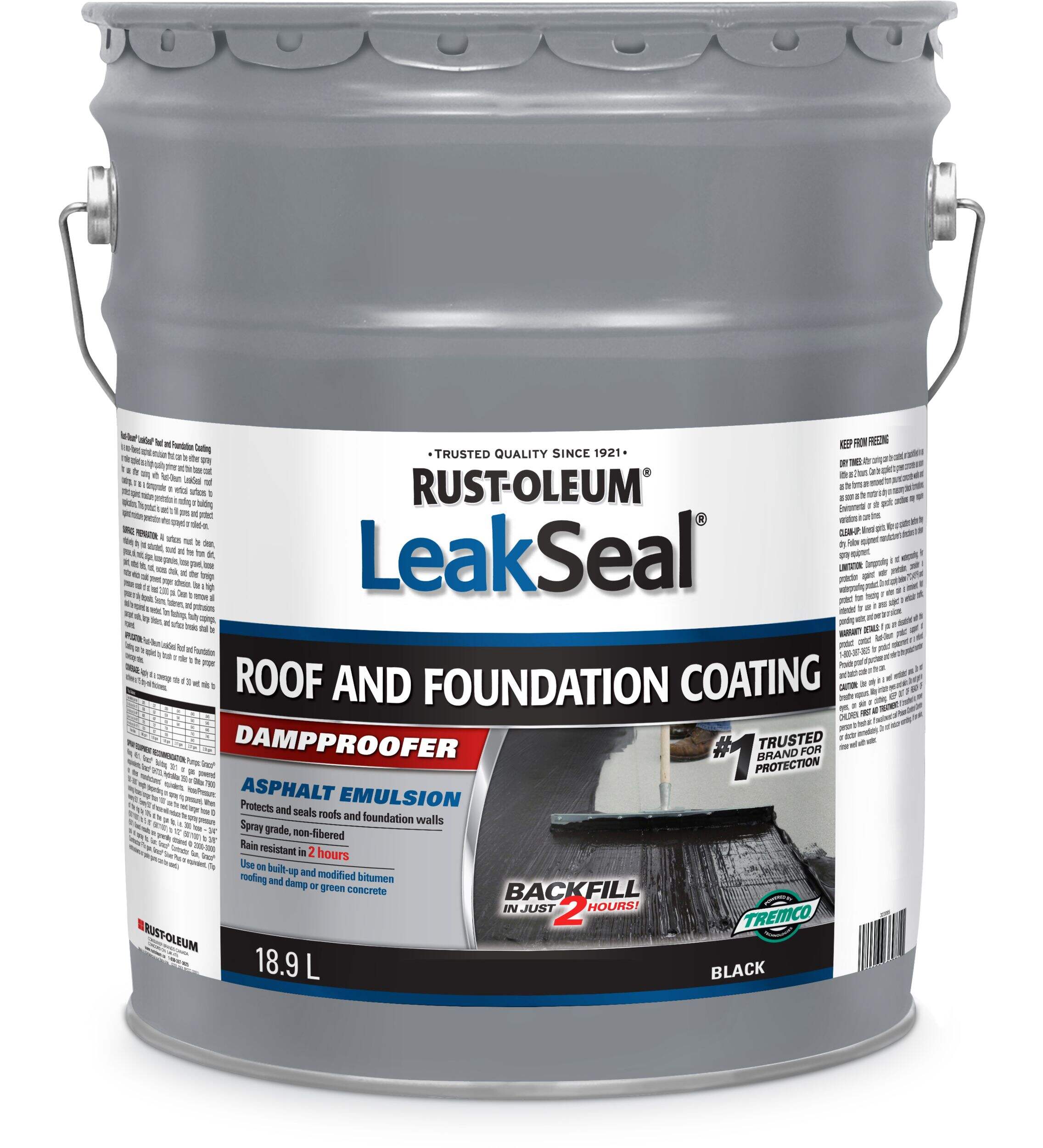 Rust-Oleum LeakSeal Roof & Foundation Coating, Asphalt Emulsion Damp-Proofer, Black, 18.9-L Front_Flat