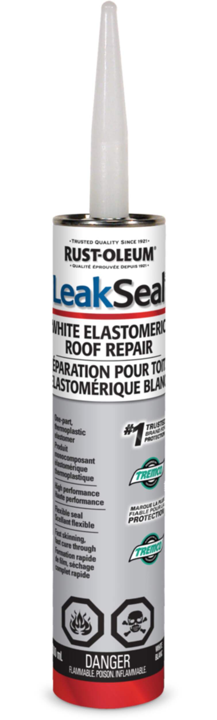 Rust-Oleum LeakSeal Elastomeric Roof Repair Sealant, Waterproof Caulk, White, 300-mL Front_Flat