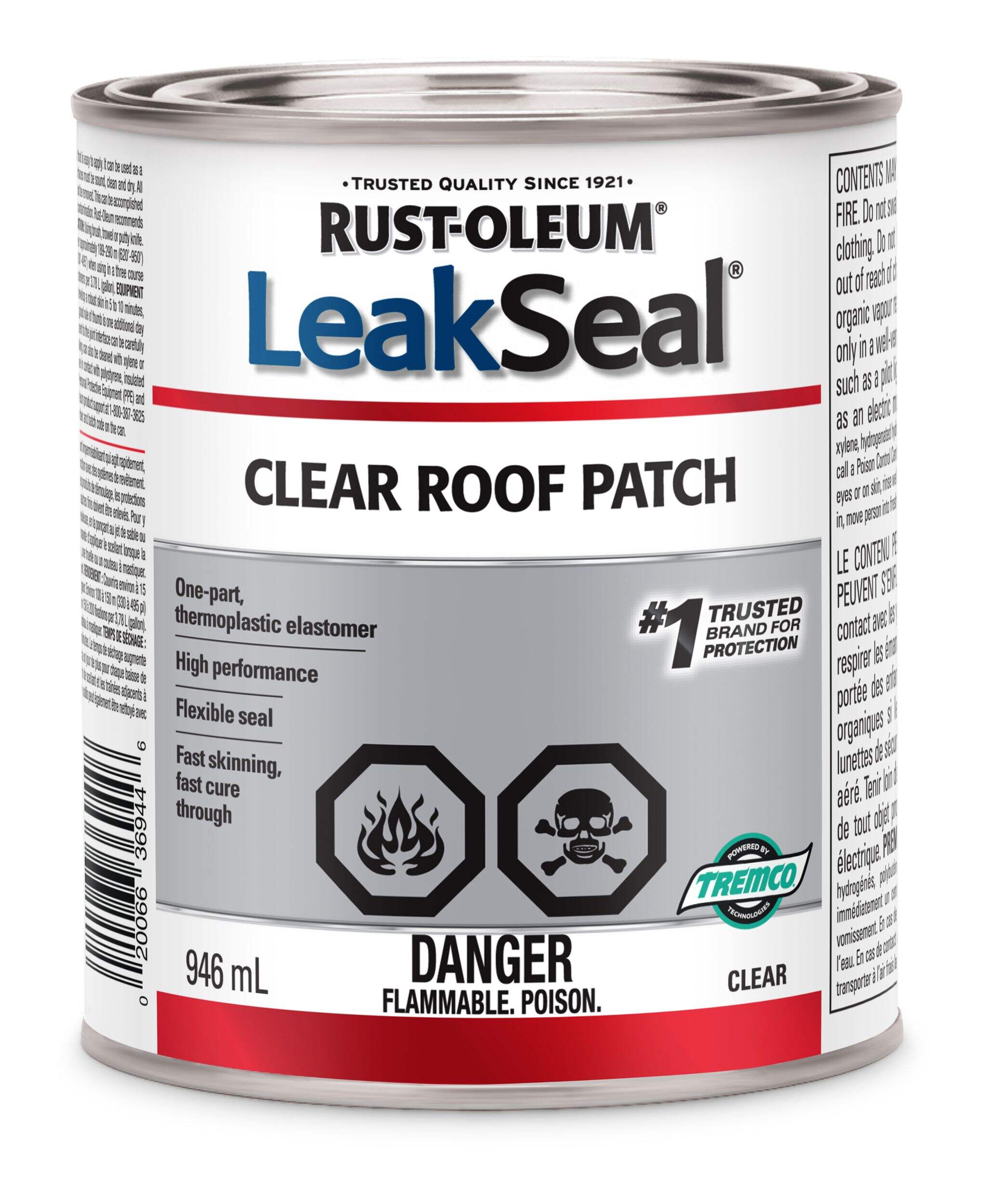 Rust-Oleum LeakSeal Clear Roof Patch, Indoor/Outdoor Weather & Waterproof Sealant, 946-mL Front_Elevated