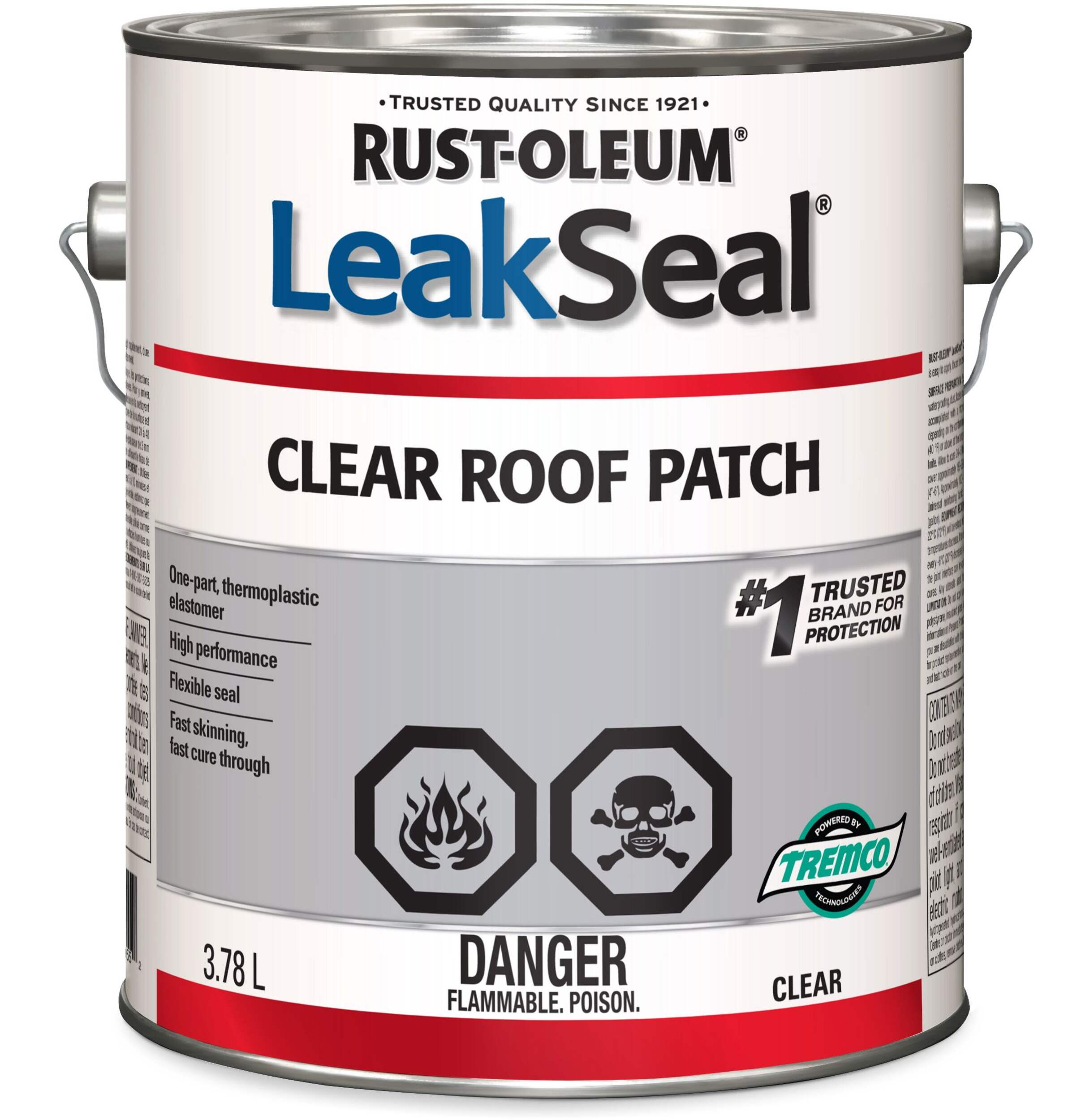 Rust-Oleum LeakSeal Clear Roof Patch, Indoor/Outdoor Weather & Waterproof Sealant, 3.78L Front_Elevated