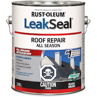 Rust-Oleum LeakSeal All-Season Roof Repair Waterproof Sealant, Wet/Dry, Black Brush, 3.78-L Front_Elevated