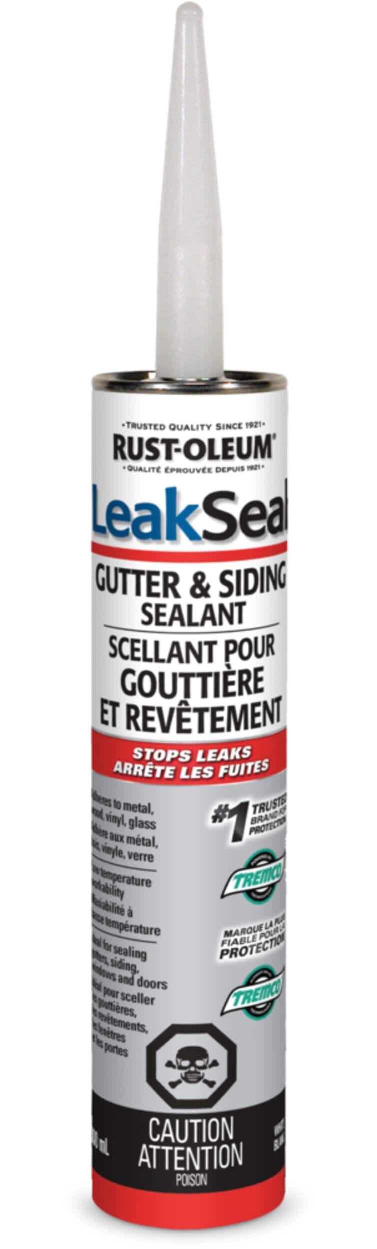 Rust-Oleum LeakSeal Gutter & Siding Sealant All-Weather, All-Surface Repairs, White, 300-mL Front_Flat