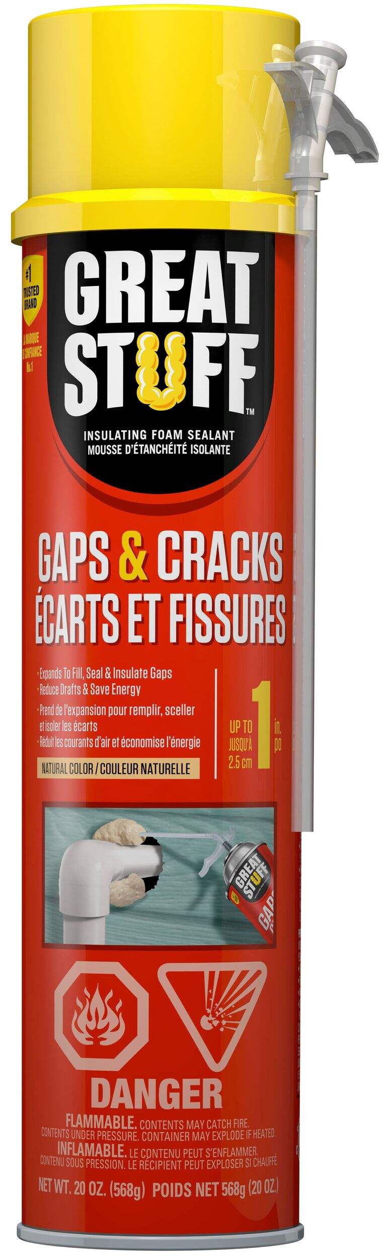 Great Stuff Gaps & Cracks Insulating Foam Sealant  For Indoor/Outdoor Use, 20.2-oz Front_Flat