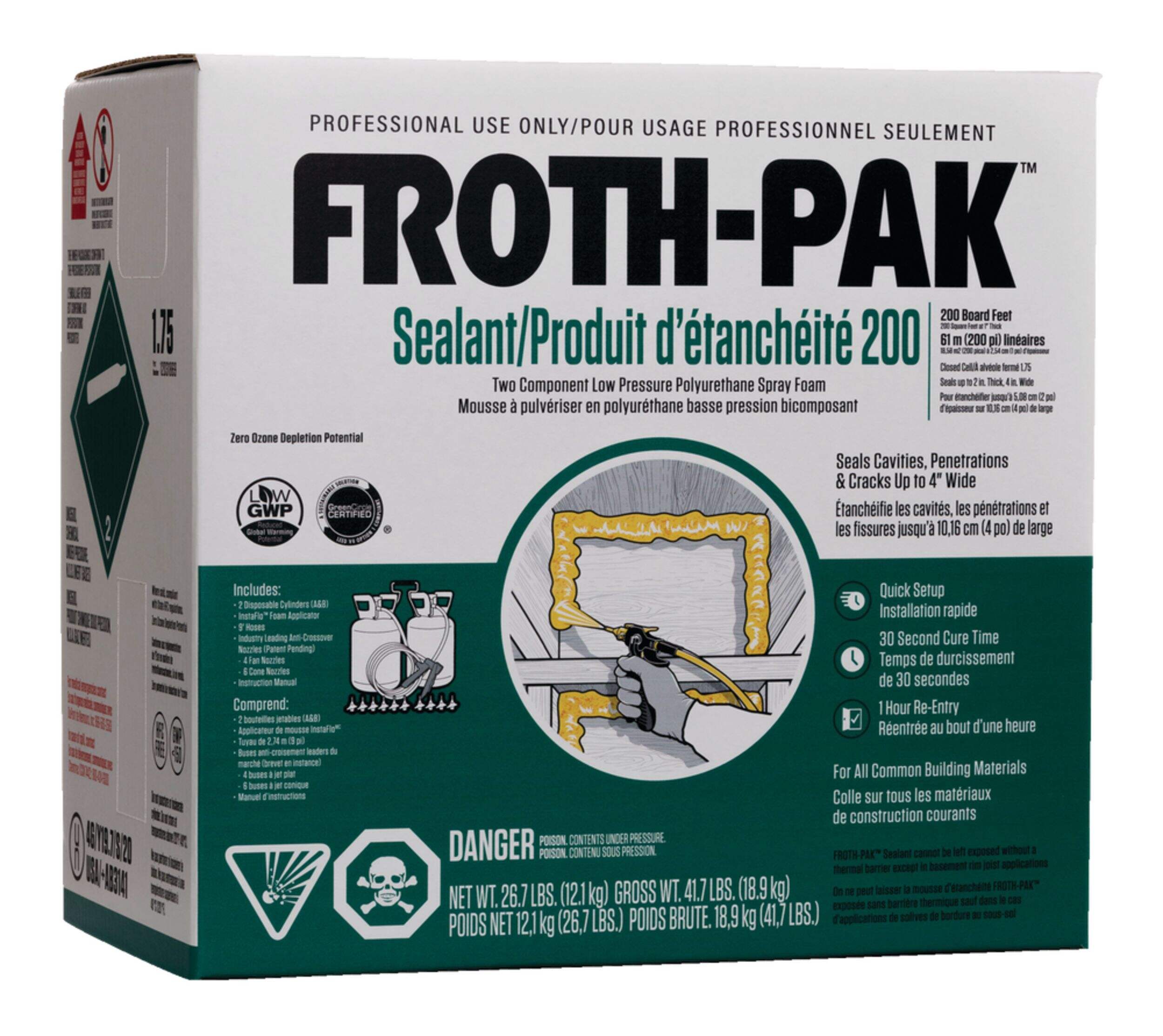 Froth Pak Professional Polyurethane Sealant Insulating Spray Foam Kit Front_Angled_Right