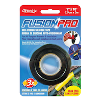 Cantech Fusion Pro Self-Fusing Silicone Tape, Electrical/Plumbing Repair, Black, 1-in x 10-ft Front_Flat