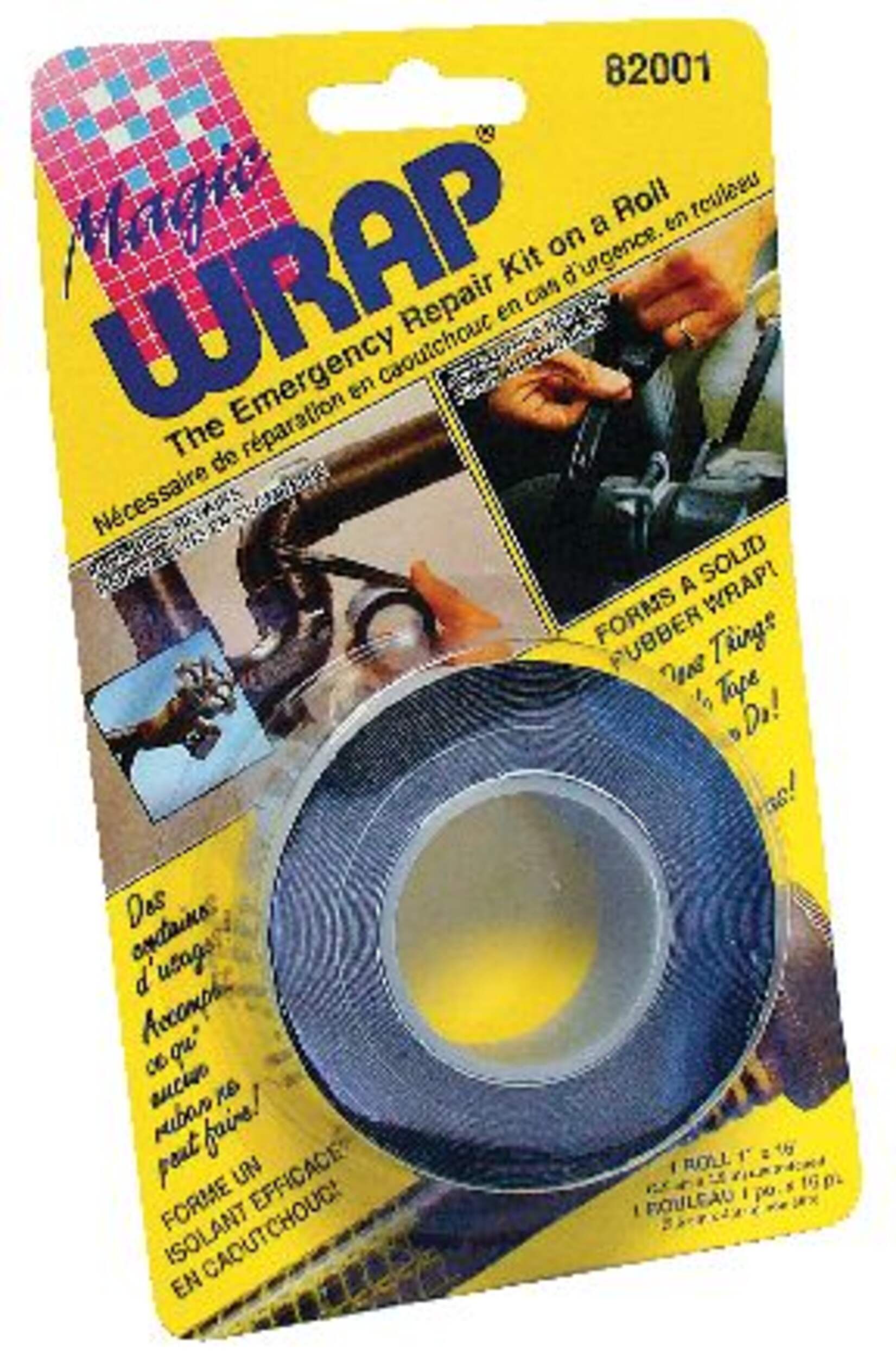 Magic Wrap Emergency Repair Kit Multi-Purpose Stretch Rubber Tape, Black, 1-in x 16-ft Front_Flat