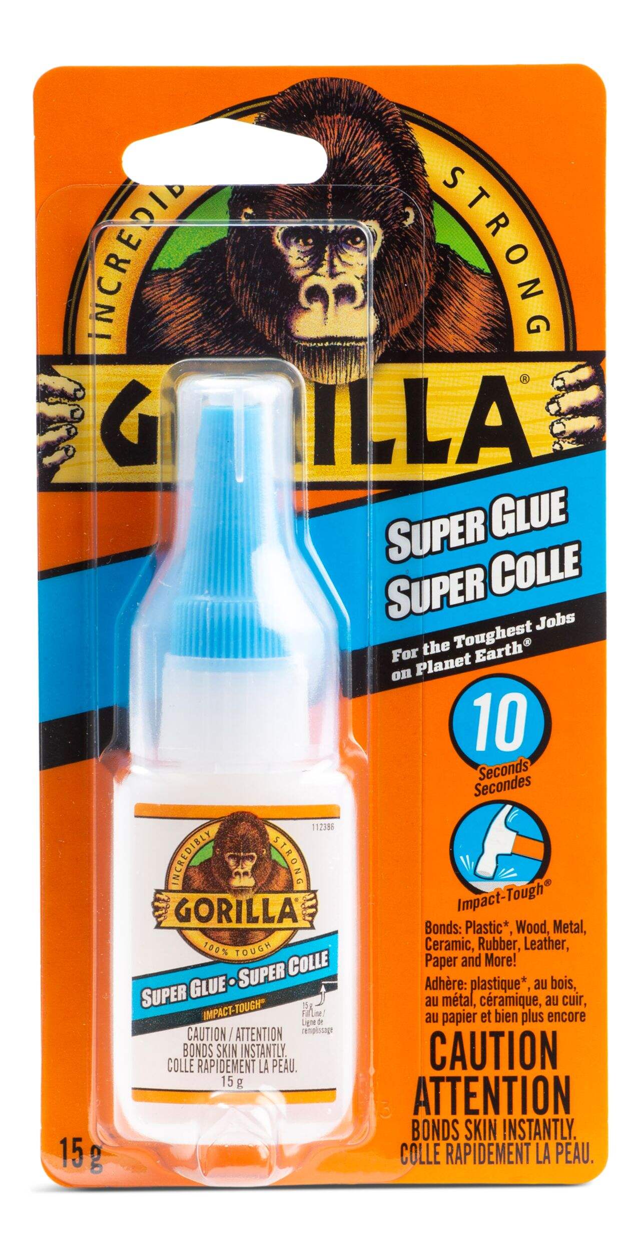 Gorilla Super Glue Adhesive, Clear, 15 g Front_Flat