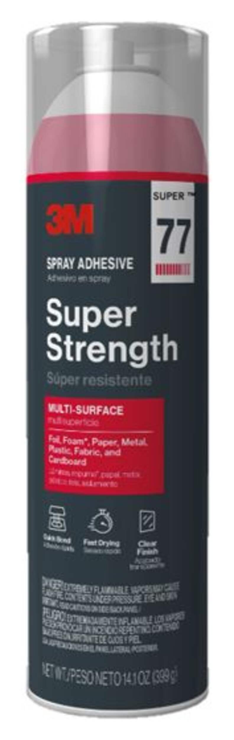 3M Super 77 Multi-Purpose Spray Adhesive Glue For Paper, Plastic, Wood, Metal, Fabric, 399-g Front_Flat