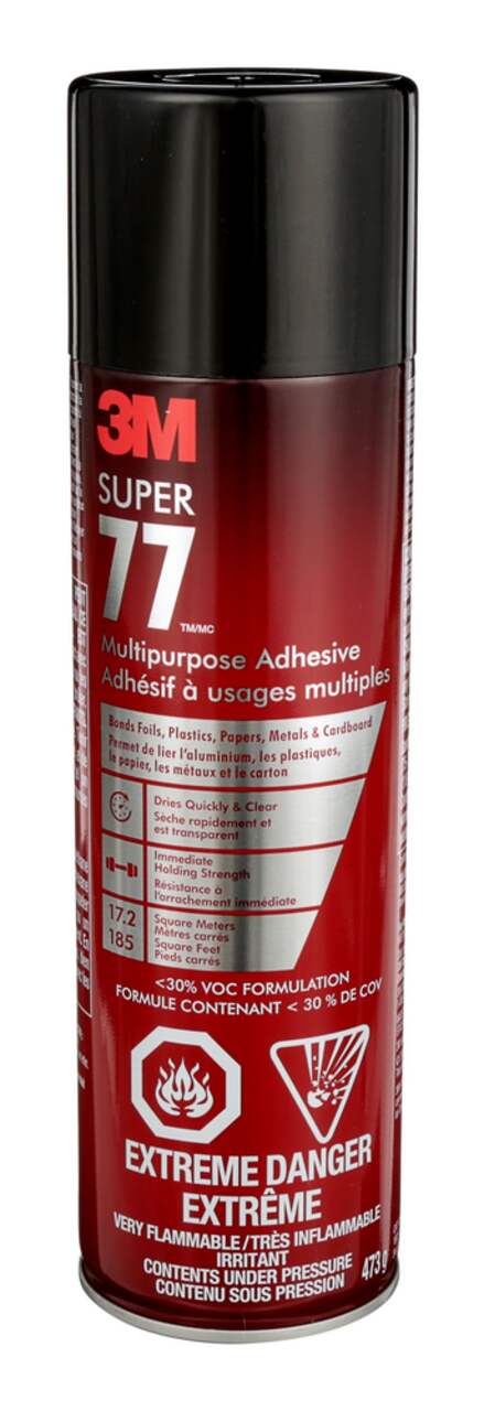 3M Super 77 Multi-Purpose Spray Adhesive Glue For Paper, Plastic, Wood,  Metal, Fabric, 467-g