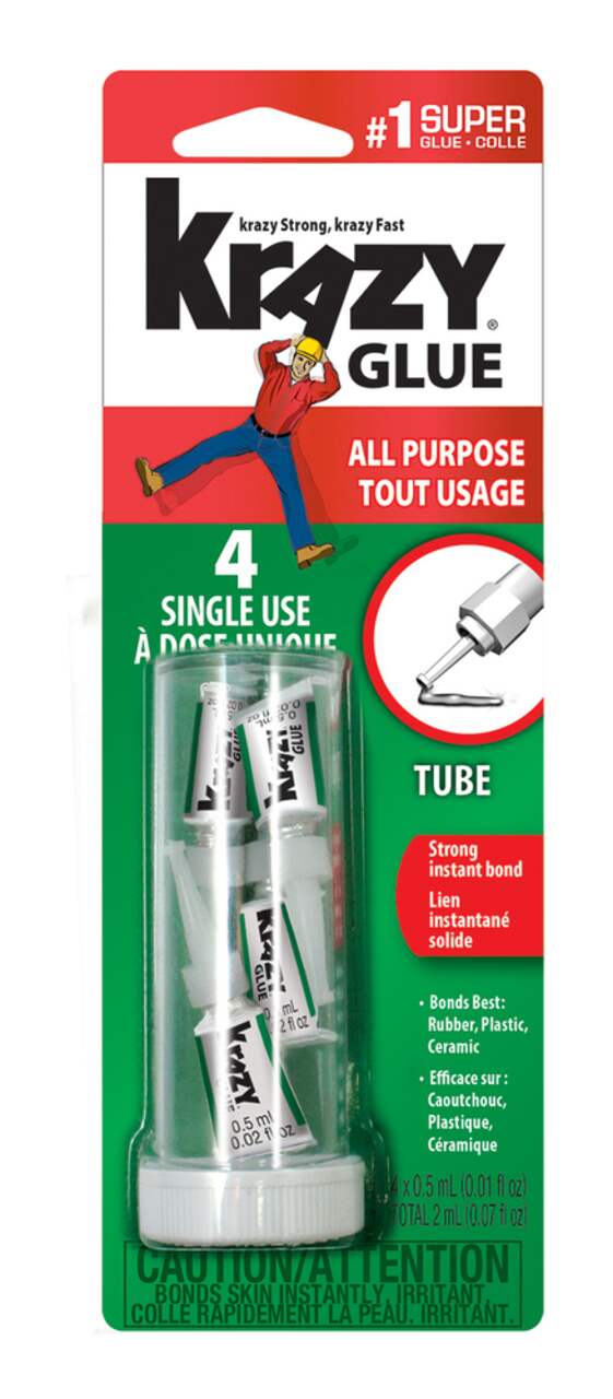 Elmer's Krazy Glue All-Purpose Instant Adhesive, Single-Use Tubes, Clear,  0.5-g, 4-pk