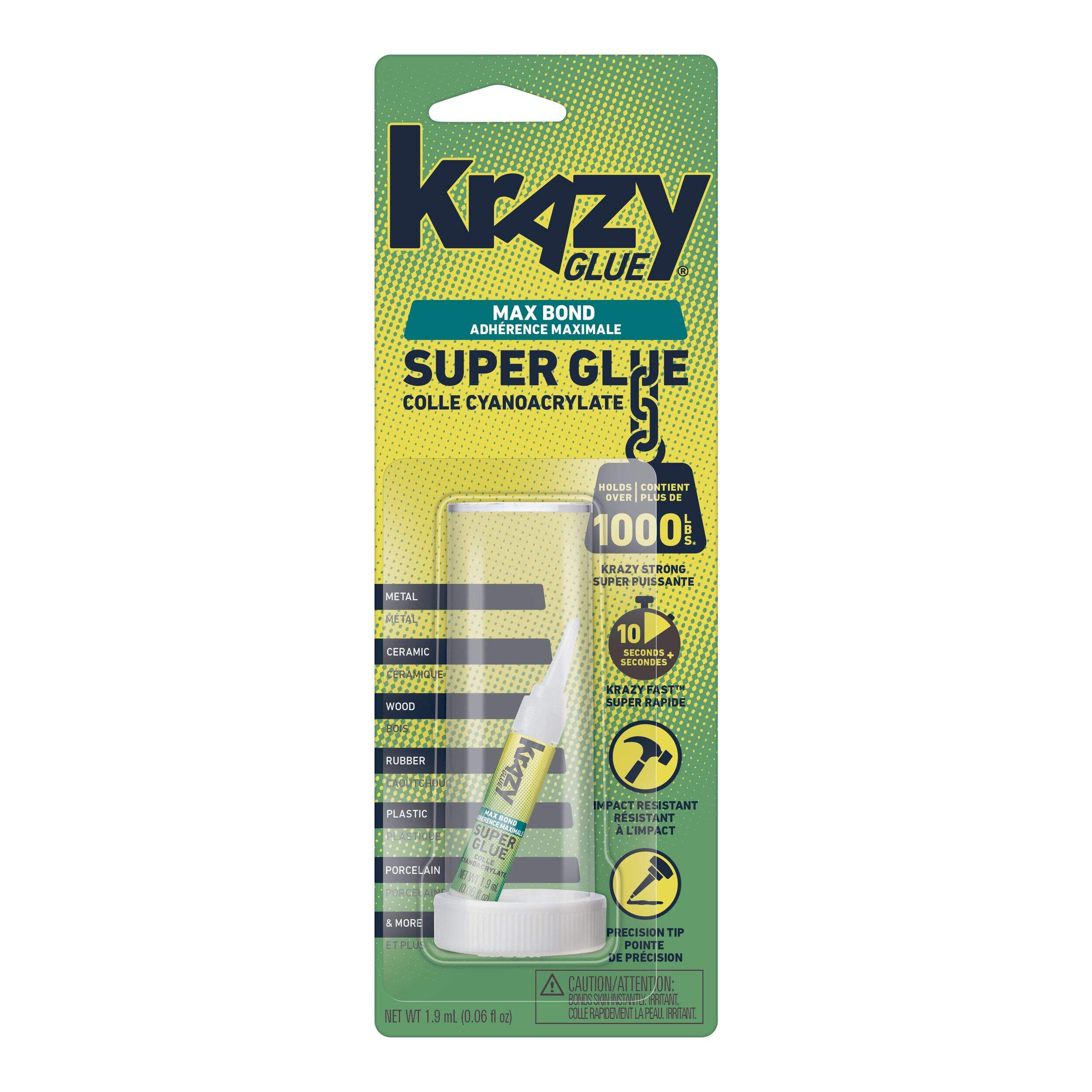 Elmer's Instant Krazy Glue Adhesive, Bonds Plastic/Metal/Wood/Rubber/Ceramic/Glass, 2-mL Front_Flat