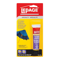 LePage Specialty Flexible Plastic Adhesive, Waterproof, Indoor/Outdoor Repairs Clear, 30-mL