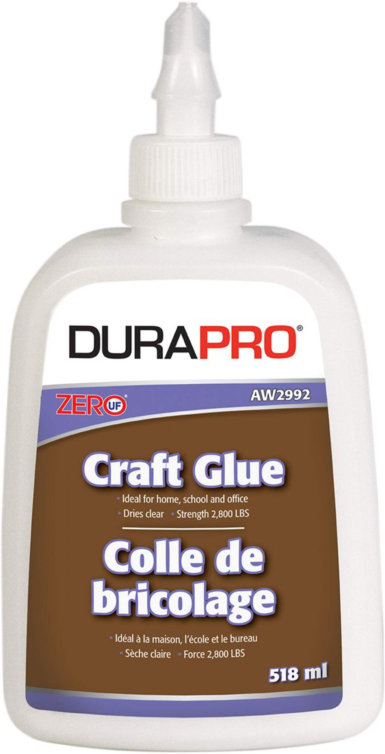 Dura Pro All-Purpose White Craft Glue Adhesive For Wood/Paper/Fabric, Dries Clear, 473-mL Front_Elevated