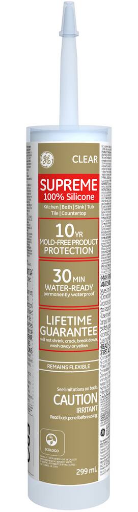 Ge Supreme Silicone Multi Purpose Kitchen And Bath Sealant Crack And Waterproof Clear 299 Ml