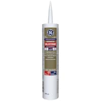 Scellant tout usage pour cuisine et salle de bain GE silicone, résistant aux fissures et à l'eau, blanc, 299 ml