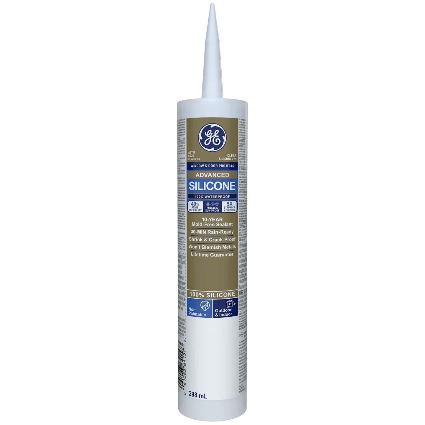 GE Silicone II Window & Door Sealant, In/Outdoor Weather & Waterproof