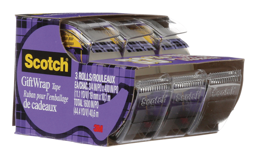 3M Scotch Gift Wrapping Tape In Dispenser, Transparent Satin Finish, 19
