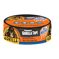 Gorilla Permanent All-Weather Outdoor Tape, Waterproof, UV-Resistant, 1.88-in x 25-yd