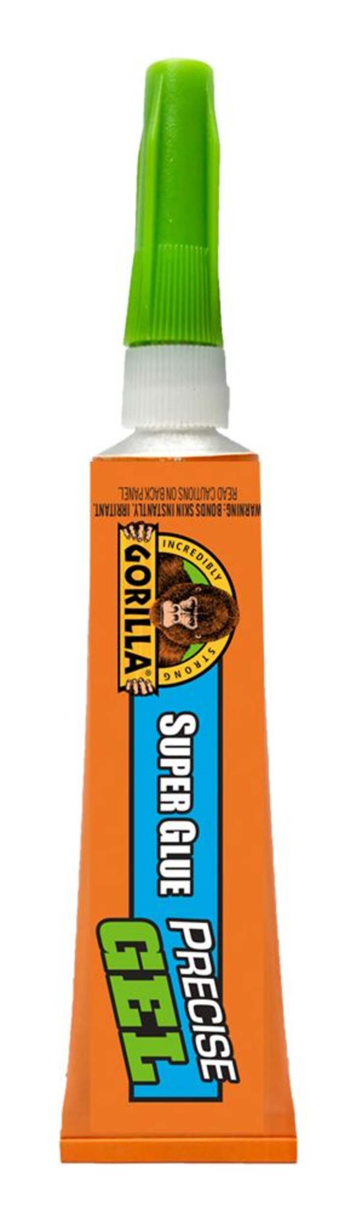 Gorilla Precise Gel Multi-Surface Super Glue Adhesive with Precision Tip, Clear, 15-g Front_Flat