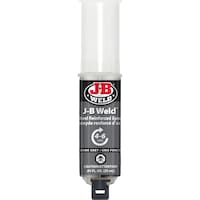 J-B Weld Multi-Purpose Steel Reinforced Epoxy Glue Adhesive Syringe, Waterproof, Grey, 25-mL Front_Flat