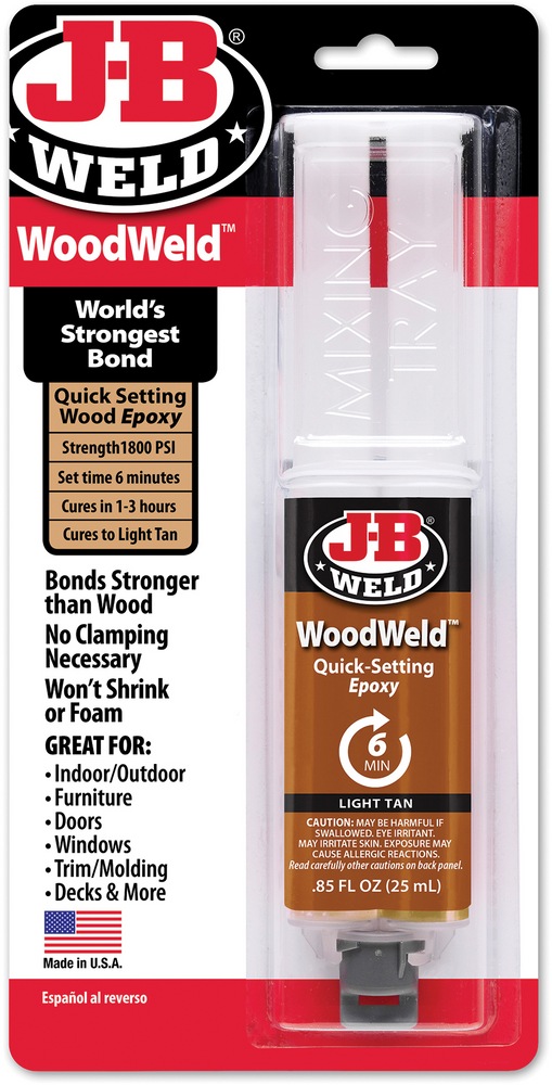 JB Weld WoodWeld Quick Setting Wood Epoxy Glue Adhesive Syringe, Light