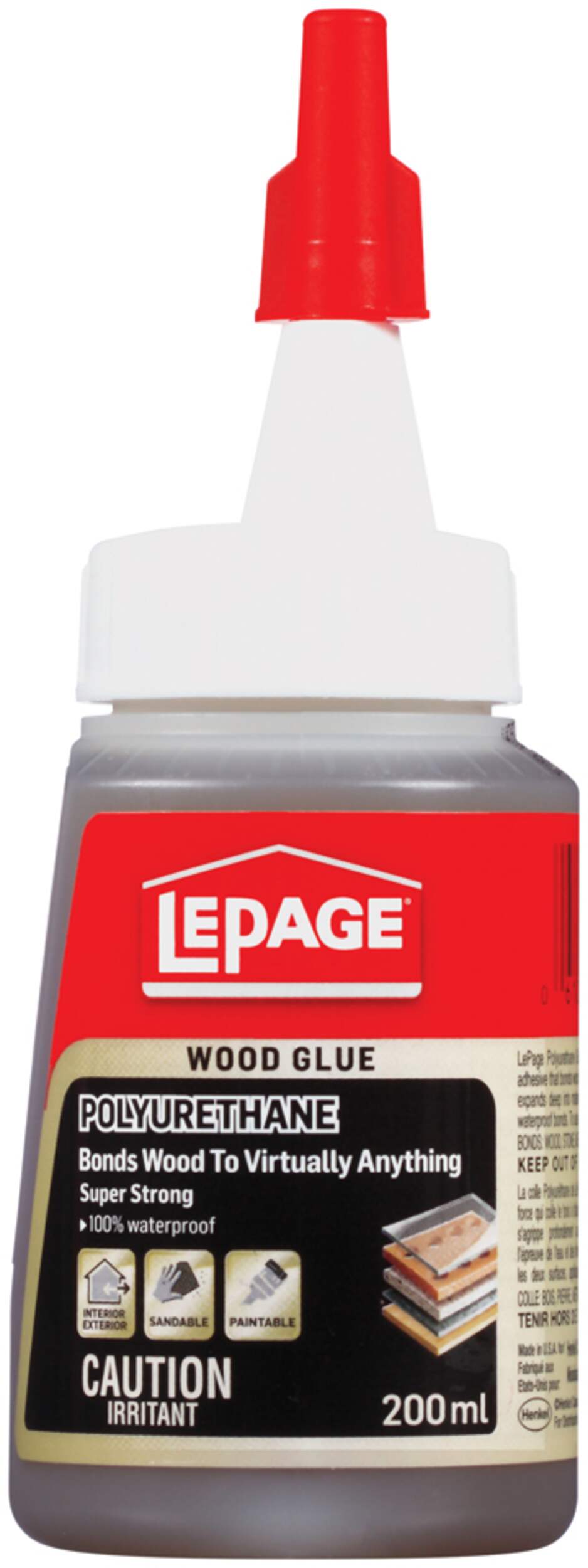 LePage Polyurethane Wood Glue, Indoor/Outdoor, Waterproof, Sandable