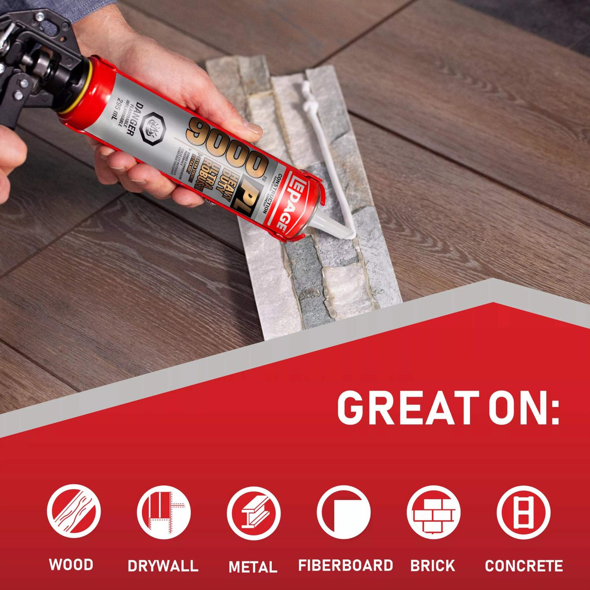 LePage PL 9000 Heavy Duty MultiPurpose Construction Adhesive Glue, Brown, 295mL Canadian Tire