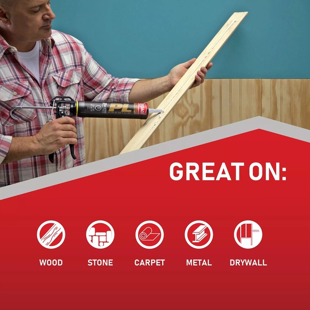 LePage PL Premium Construction Adhesive Glue, Indoor/Outdoor, Weather