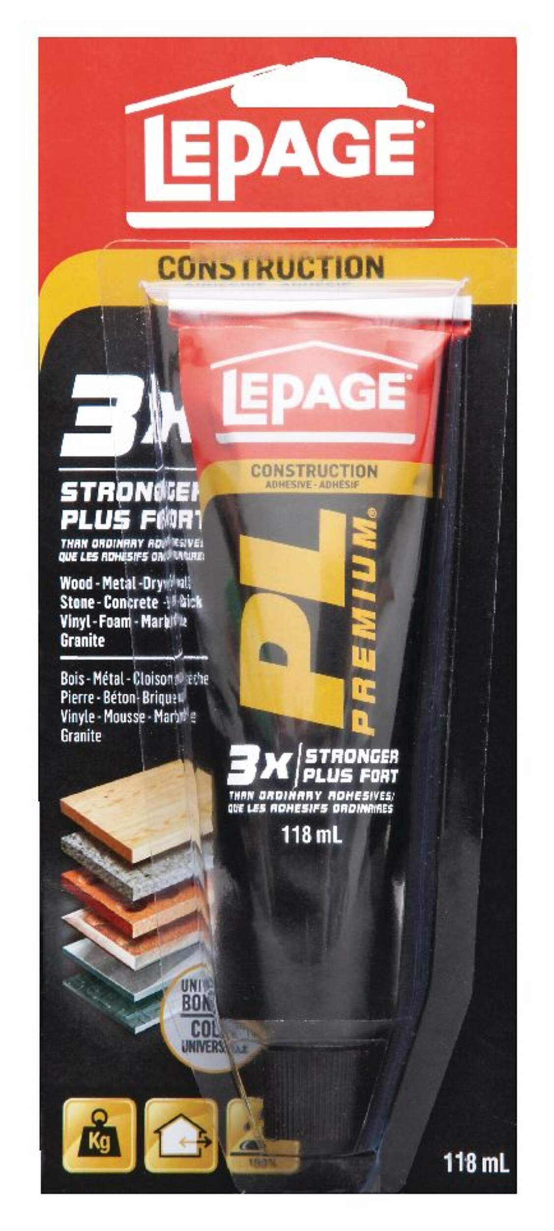 LePage PL Premium Construction Adhesive Glue, Indoor/Outdoor, Weather