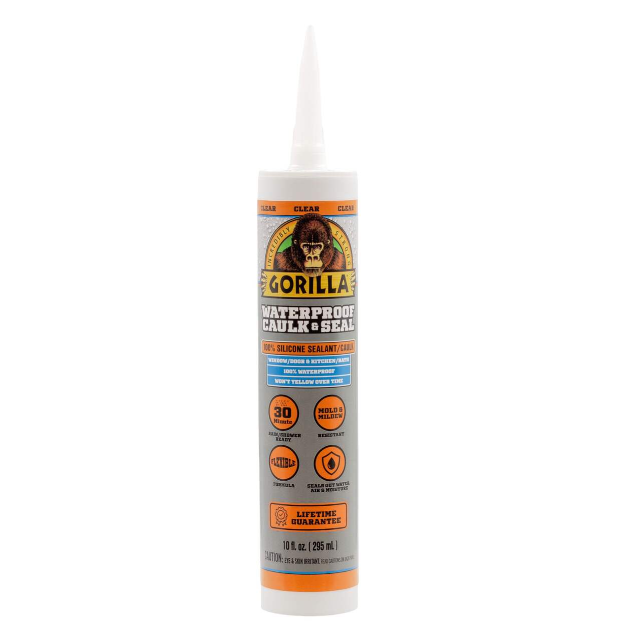Gorilla All-Purpose Silicone Sealant, Indoor/Outdoor, Crack & Waterproof,  White, 295-mL