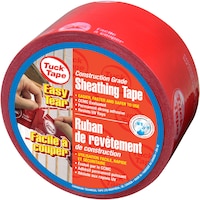 Tuck Tape Easy Tear Construction Grade Sheathing Tape Weather & Water-Resistant, Red, 60-mm x 50-m Front_Angled_Left