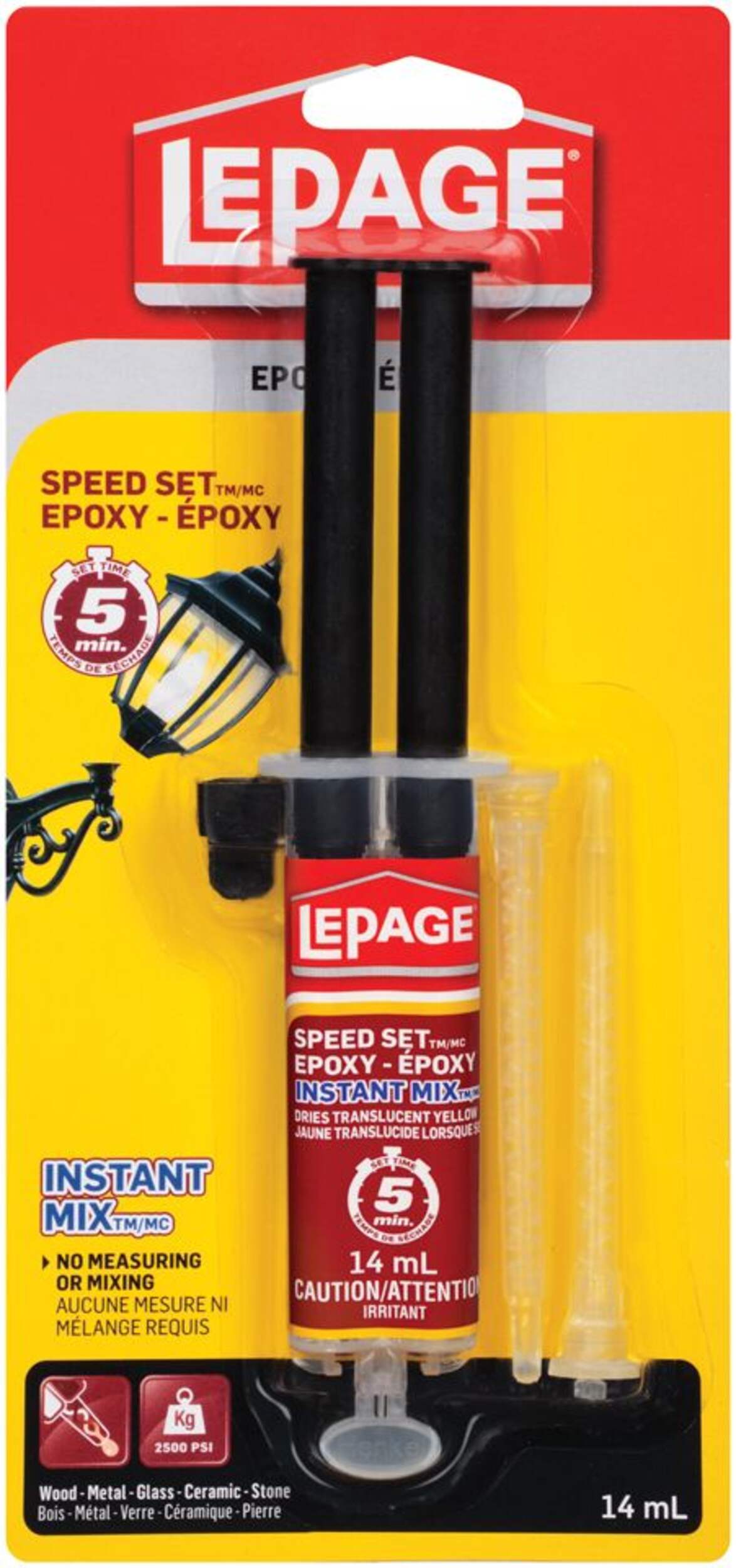 Colle/mastic époxyde tout usage LePage Speed Set, 5 minutes, hydrofuge, 14 mL Front_Flat