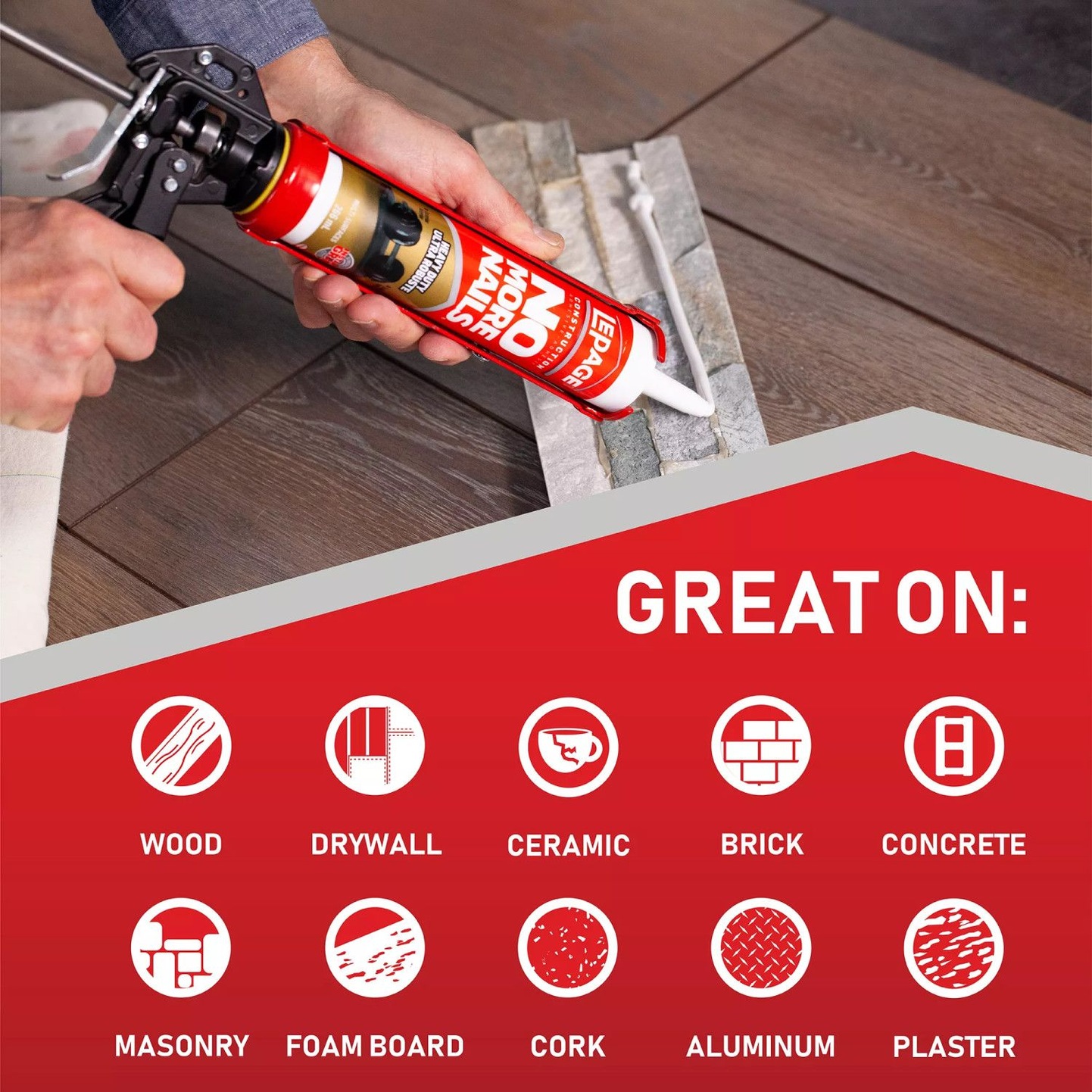 LePage No More Nails Heavy Duty AllPurpose Construction Adhesive Glue, Clear, 266mL Canadian