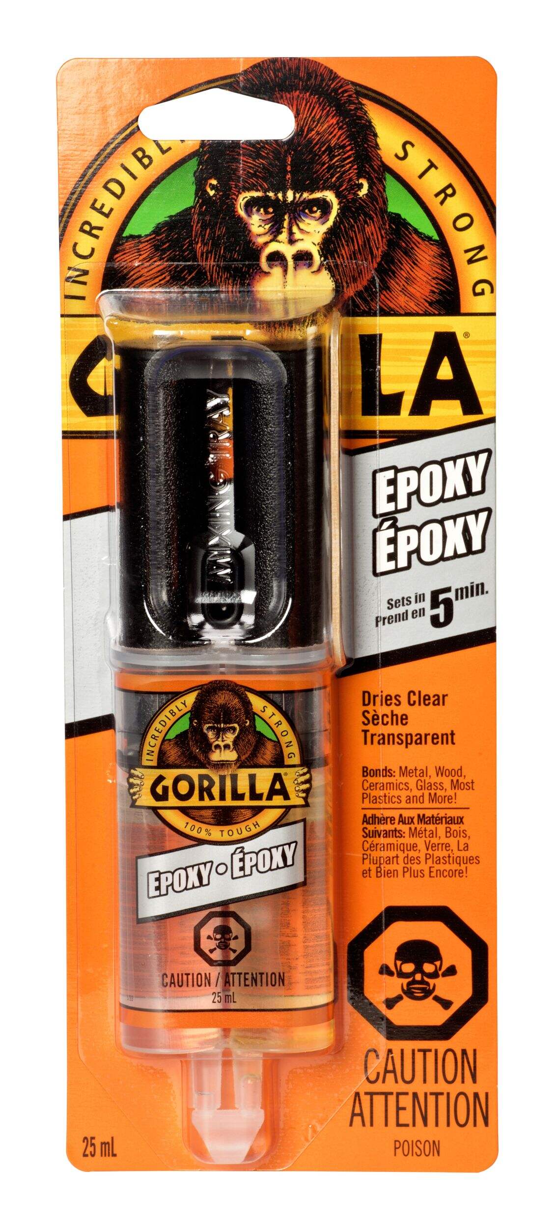 Gorilla Glue Multi-Purpose Epoxy Glue, Fast-Setting, Water-Resistant Adhesive, Clear, 25-mL Front_Flat