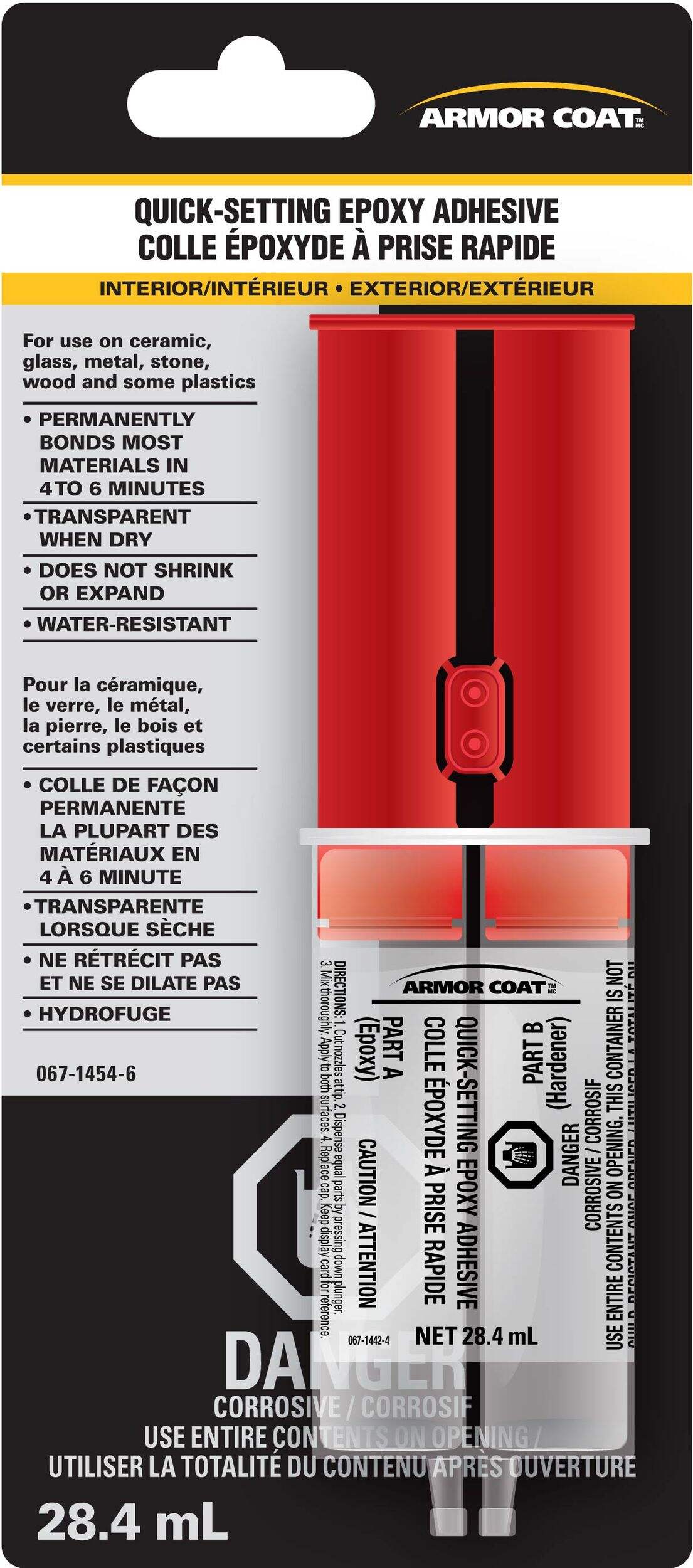 Armor Coat Quick Setting Multi-Purpose Epoxy Adhesive Glue, Water-Resistant, Clear, 28.4-mL Front_Flat