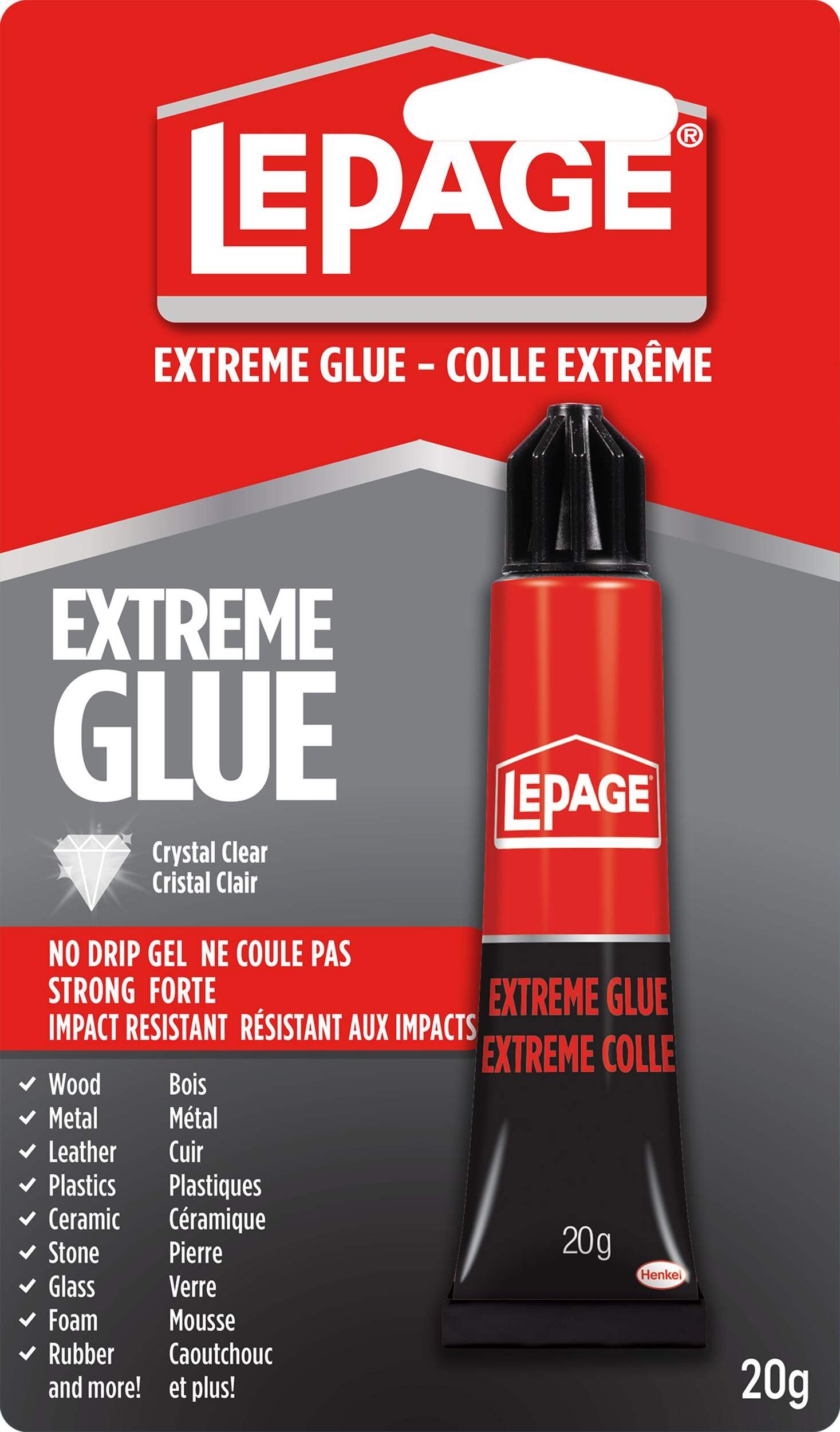 LePage Extreme Glue MultiPurpose NonDrip Gel Adhesive, UV & Water