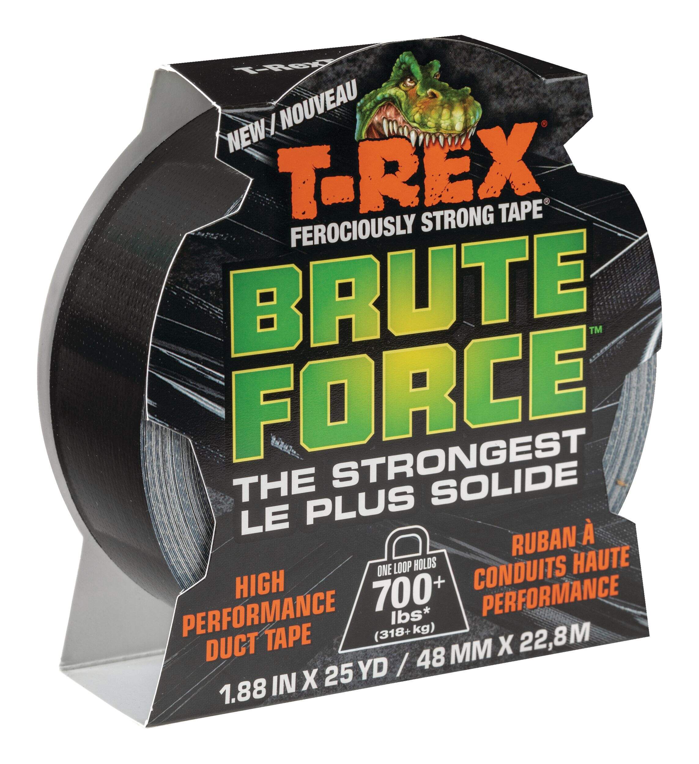 T-Rex Ferociously Strong Tape, Brute Force Utility Duct Tape, Black, 48-mm x 22.8-m Front_Angled_Right
