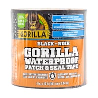 Gorilla Waterproof Patch & Seal Tape, Indoor/Outdoor/Underwater Permanent Adhesive 4-in x 10-ft
