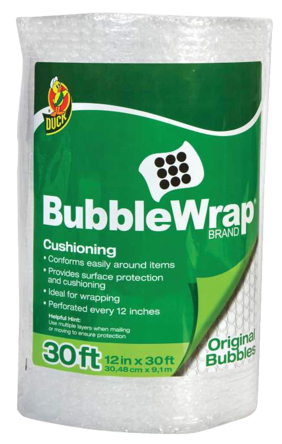 Duck Original Bubble Wrap Protective Packaging For Mailing, Moving,  Storage, 12-in x 30-ft