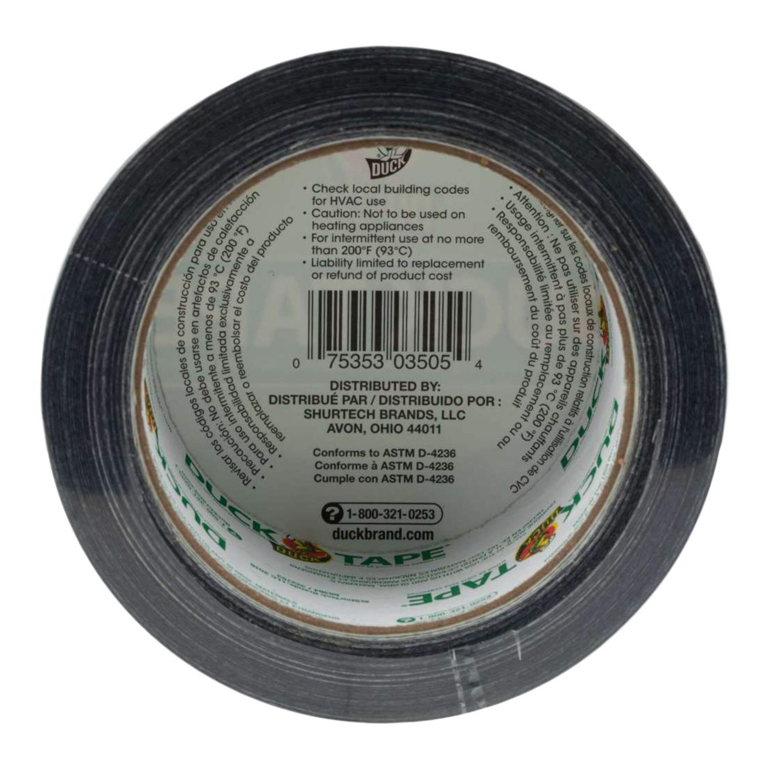 Duck Tape MultiPurpose Utility Duct Tape, HighStrength Adhesive, Black, 1.88in x 20yd